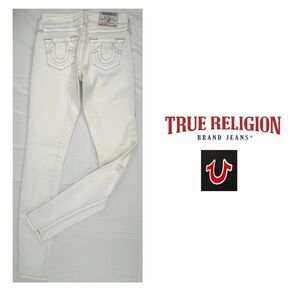 True Religion White Skinny Distressed Knee Jeans – Womens' Size 24